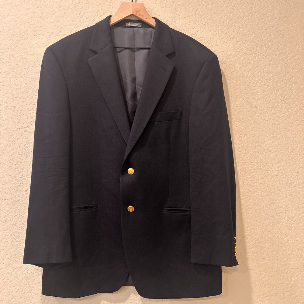 Arnold Brant Navy Blue Wool Blazer Gold Buttons Men's size 42R